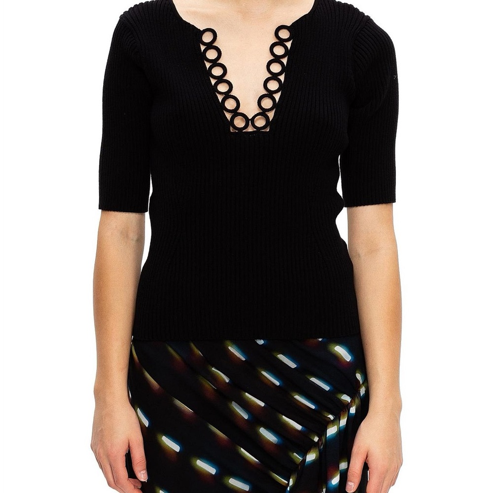Dries Van Notten Black Ribbed Sweater Short Sleeve